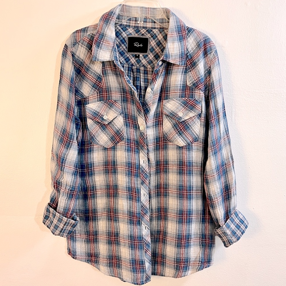 Rails Double Plaid Soft Cotton Button Up Shirt - image 1